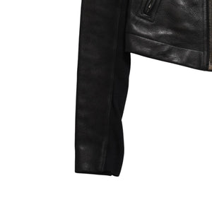 極美品 RICK OWENS リックオウエンス ダブル ライダースジャケット RP13F07016-LGW カーフレザー ブラック シルバー金具 サイズ38 中古4a009327