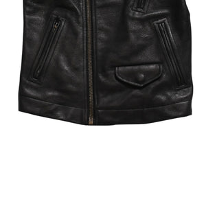 極美品 RICK OWENS リックオウエンス ダブル ライダースジャケット RP13F07016-LGW カーフレザー ブラック シルバー金具 サイズ38 中古4a009327