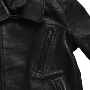 極美品 RICK OWENS リックオウエンス ダブル ライダースジャケット RP13F07016-LGW カーフレザー ブラック シルバー金具 サイズ38 中古4a009327