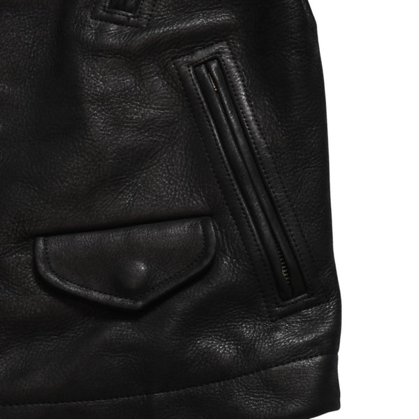 極美品 RICK OWENS リックオウエンス ダブル ライダースジャケット RP13F07016-LGW カーフレザー ブラック シルバー金具 サイズ38 中古4a009327