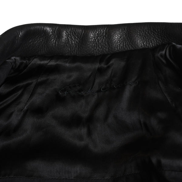 極美品 RICK OWENS リックオウエンス ダブル ライダースジャケット RP13F07016-LGW カーフレザー ブラック シルバー金具 サイズ38 中古4a009327