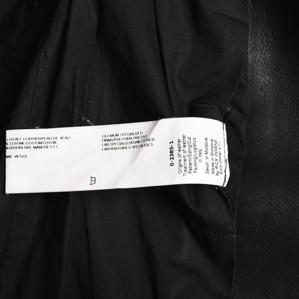 極美品 RICK OWENS リックオウエンス ダブル ライダースジャケット RP13F07016-LGW カーフレザー ブラック シルバー金具 サイズ38 中古4a009327