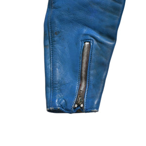 LEWIS LEATHERS ルイスレザーズ 391 ライトニング ダブルライダースジャケット ターコイズブルー AVIAKITタグ シルバー金具 良品 中古 4a009465