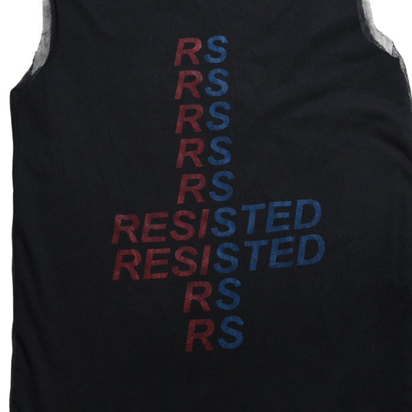 極美品 RAF SIMONS ラフシモンズ RESISTED メッシュレイヤード タンクトップ 46サイズ 2003年春夏 Consumed期 ブラック ブルー レッド 中古 4a009481