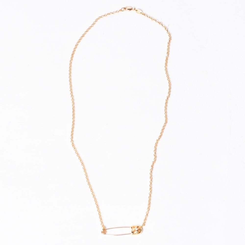 新品未使用 CHROME HEARTS クロムハーツ SAFETY PIN ROLL CHAIN 22k セーフティーピン ネックレス 20インチ 重量12.56g 中古 4a000947