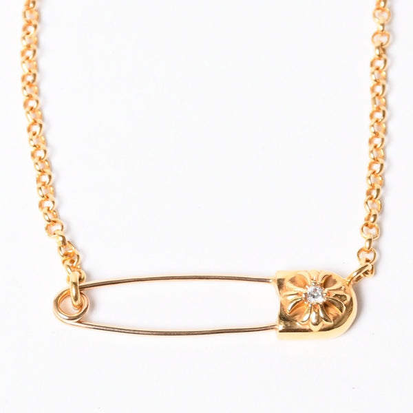 New and unused CHROME HEARTS SAFETY PIN ROLL CHAIN ​​22k Safety pin necklace 20 inches Weight 12.56g Used 4a000947