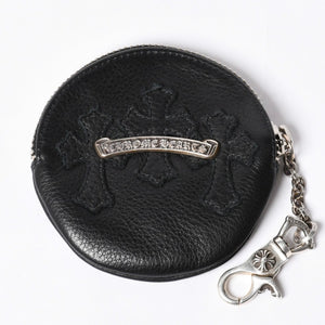 New and unused CHROME HEARTS 3 Cemetery Cross Patch with Paper Chain Leather Wallet Wallet Silver 925 Used 4a000693