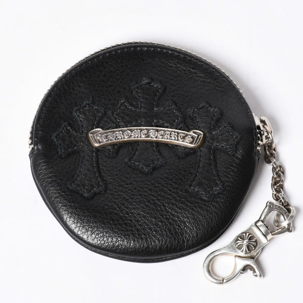 New and unused CHROME HEARTS 3 Cemetery Cross Patch with Paper Chain Leather Wallet Wallet Silver 925 Used 4a000693