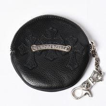 画像をギャラリービューアに読み込む, 新品未使用 CHROME HEARTS クロムハーツ ペーパーチェーン付き 3セメタリークロスパッチ レザーウォレット 財布 シルバー925 中古 4a000693