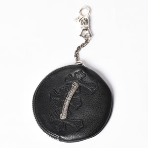 New and unused CHROME HEARTS 3 Cemetery Cross Patch with Paper Chain Leather Wallet Wallet Silver 925 Used 4a000693