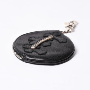 New and unused CHROME HEARTS 3 Cemetery Cross Patch with Paper Chain Leather Wallet Wallet Silver 925 Used 4a000693