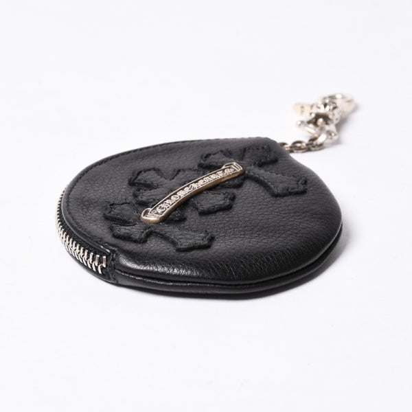 New and unused CHROME HEARTS 3 Cemetery Cross Patch with Paper Chain Leather Wallet Wallet Silver 925 Used 4a000693