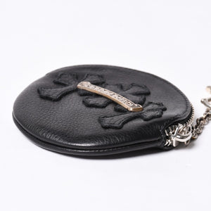 New and unused CHROME HEARTS 3 Cemetery Cross Patch with Paper Chain Leather Wallet Wallet Silver 925 Used 4a000693
