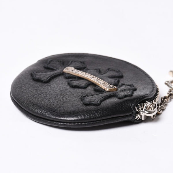 New and unused CHROME HEARTS 3 Cemetery Cross Patch with Paper Chain Leather Wallet Wallet Silver 925 Used 4a000693