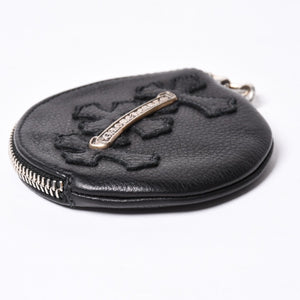 New and unused CHROME HEARTS 3 Cemetery Cross Patch with Paper Chain Leather Wallet Wallet Silver 925 Used 4a000693