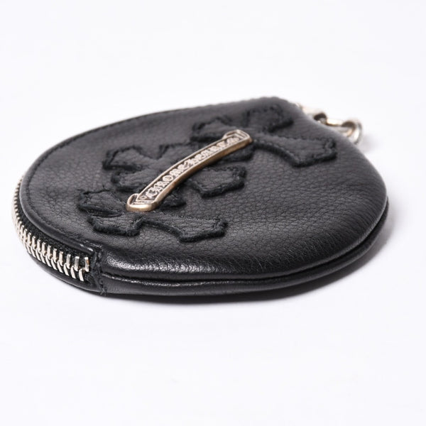 New and unused CHROME HEARTS 3 Cemetery Cross Patch with Paper Chain Leather Wallet Wallet Silver 925 Used 4a000693