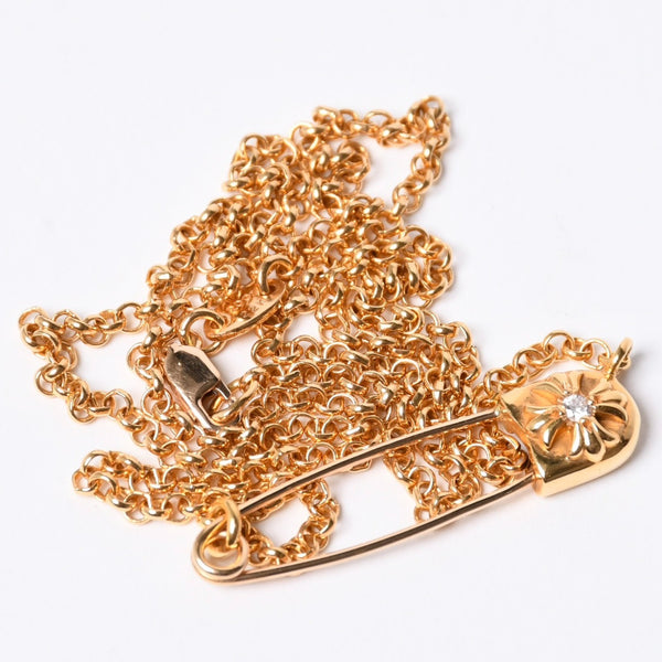 New and unused CHROME HEARTS SAFETY PIN ROLL CHAIN ​​22k Safety pin necklace 20 inches Weight 12.56g Used 4a000947