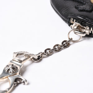 New and unused CHROME HEARTS 3 Cemetery Cross Patch with Paper Chain Leather Wallet Wallet Silver 925 Used 4a000693