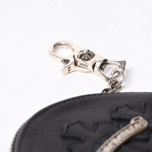 New and unused CHROME HEARTS 3 Cemetery Cross Patch with Paper Chain Leather Wallet Wallet Silver 925 Used 4a000693
