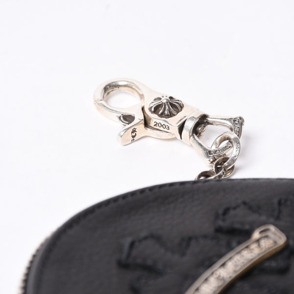 New and unused CHROME HEARTS 3 Cemetery Cross Patch with Paper Chain Leather Wallet Wallet Silver 925 Used 4a000693