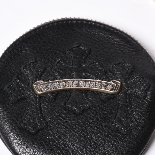 New and unused CHROME HEARTS 3 Cemetery Cross Patch with Paper Chain Leather Wallet Wallet Silver 925 Used 4a000693
