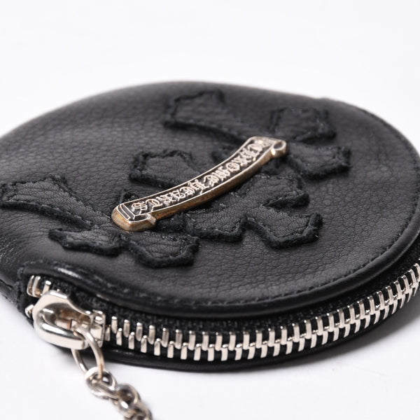 New and unused CHROME HEARTS 3 Cemetery Cross Patch with Paper Chain Leather Wallet Wallet Silver 925 Used 4a000693