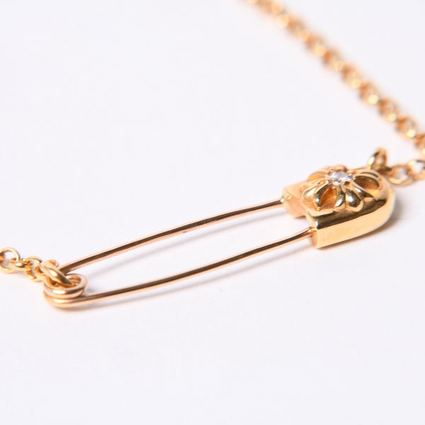 New and unused CHROME HEARTS SAFETY PIN ROLL CHAIN ​​22k Safety pin necklace 20 inches Weight 12.56g Used 4a000947