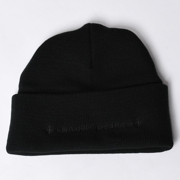 新品未使用 CHROME HEARTS クロムハーツ ニットキャップ ビーニー CHロゴ 刺繍 ブラック アクリル ONE SIZE 中古 4a000694