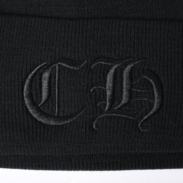 新品未使用 CHROME HEARTS クロムハーツ ニットキャップ ビーニー CHロゴ 刺繍 ブラック アクリル ONE SIZE 中古 4a000694
