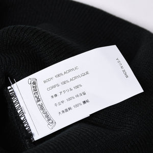 新品未使用 CHROME HEARTS クロムハーツ ニットキャップ ビーニー CHロゴ 刺繍 ブラック アクリル ONE SIZE 中古 4a000694