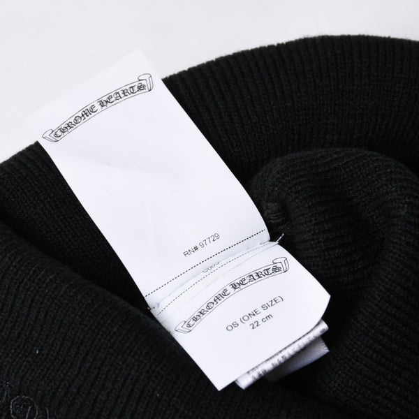 新品未使用 CHROME HEARTS クロムハーツ ニットキャップ ビーニー CHロゴ 刺繍 ブラック アクリル ONE SIZE 中古 4a000694