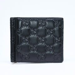 GUCCI グッチシマ マネークリップ カードケース ブラック シルバー金具 170580 レザー 美品 中古 4a006067
