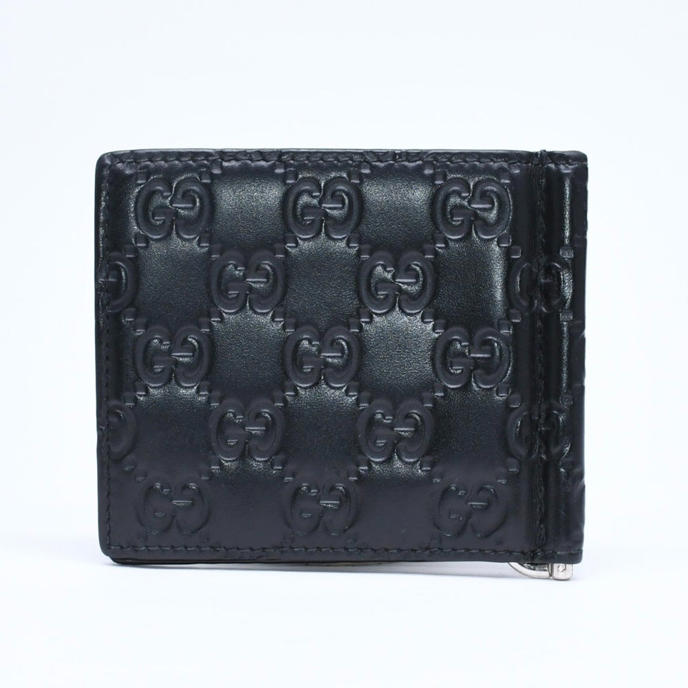 GUCCI グッチシマ マネークリップ カードケース ブラック シルバー金具 170580 レザー 美品 中古 4a006067