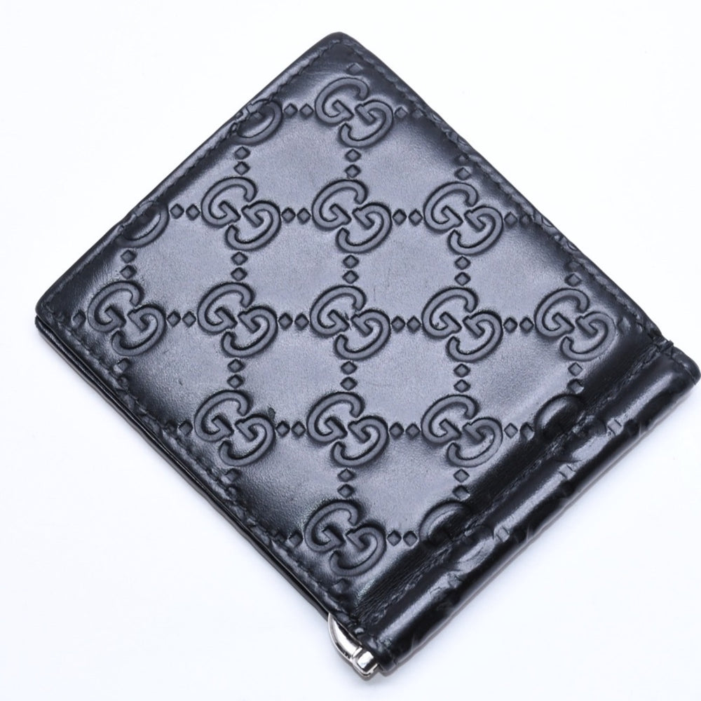 GUCCI グッチシマ マネークリップ カードケース ブラック シルバー金具 170580 レザー 美品 中古 4a006067