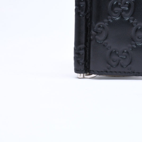 GUCCI グッチシマ マネークリップ カードケース ブラック シルバー金具 170580 レザー 美品 中古 4a006067