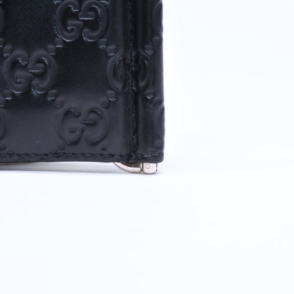 GUCCI グッチシマ マネークリップ カードケース ブラック シルバー金具 170580 レザー 美品 中古 4a006067