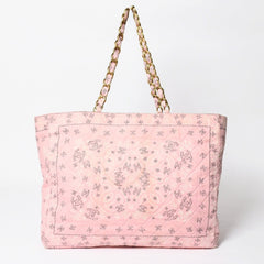CHANEL Chain tote bag No. 2 here mark paisley canvas light pink gold hardware all over pattern good condition used 4a009583