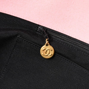 CHANEL Chain tote bag No. 2 here mark paisley canvas light pink gold hardware all over pattern good condition used 4a009583