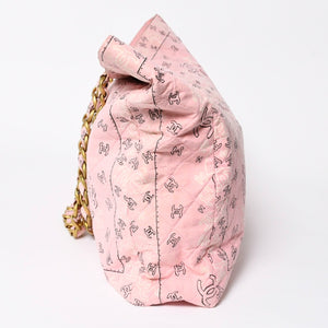 CHANEL Chain tote bag No. 2 here mark paisley canvas light pink gold hardware all over pattern good condition used 4a009583