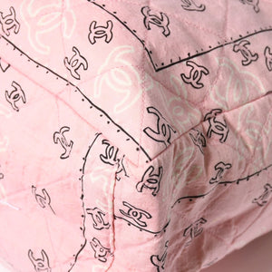 CHANEL Chain tote bag No. 2 here mark paisley canvas light pink gold hardware all over pattern good condition used 4a009583