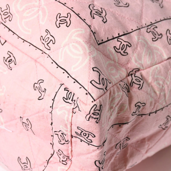 CHANEL Chain tote bag No. 2 here mark paisley canvas light pink gold hardware all over pattern good condition used 4a009583