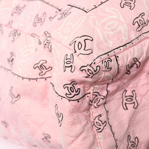 CHANEL Chain tote bag No. 2 here mark paisley canvas light pink gold hardware all over pattern good condition used 4a009583