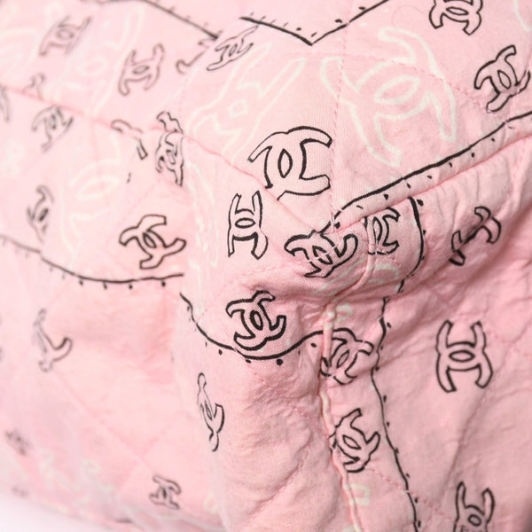 CHANEL Chain tote bag No. 2 here mark paisley canvas light pink gold hardware all over pattern good condition used 4a009583