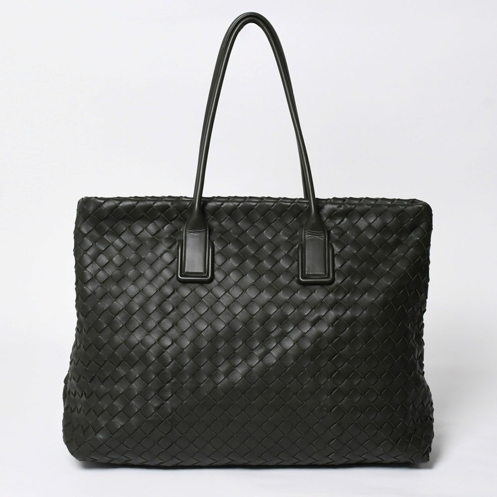 極美品 BOTTEGA VENETA ボッテガヴェネタ マキシ イントレチャート ハンドバッグ カーキ ダークグリーン P01824022C 中古 4a009349
