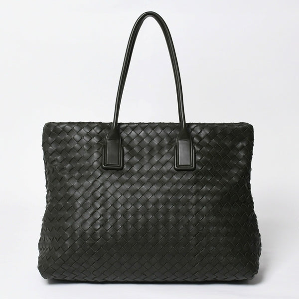 極美品 BOTTEGA VENETA ボッテガヴェネタ マキシ イントレチャート ハンドバッグ カーキ ダークグリーン P01824022C 中古 4a009349