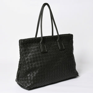 極美品 BOTTEGA VENETA ボッテガヴェネタ マキシ イントレチャート ハンドバッグ カーキ ダークグリーン P01824022C 中古 4a009349