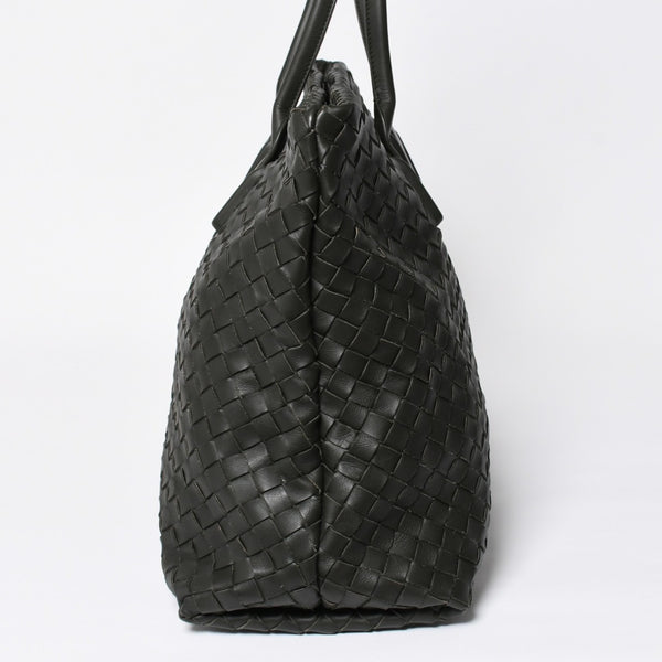 極美品 BOTTEGA VENETA ボッテガヴェネタ マキシ イントレチャート ハンドバッグ カーキ ダークグリーン P01824022C 中古 4a009349