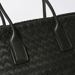極美品 BOTTEGA VENETA ボッテガヴェネタ マキシ イントレチャート ハンドバッグ カーキ ダークグリーン P01824022C 中古 4a009349