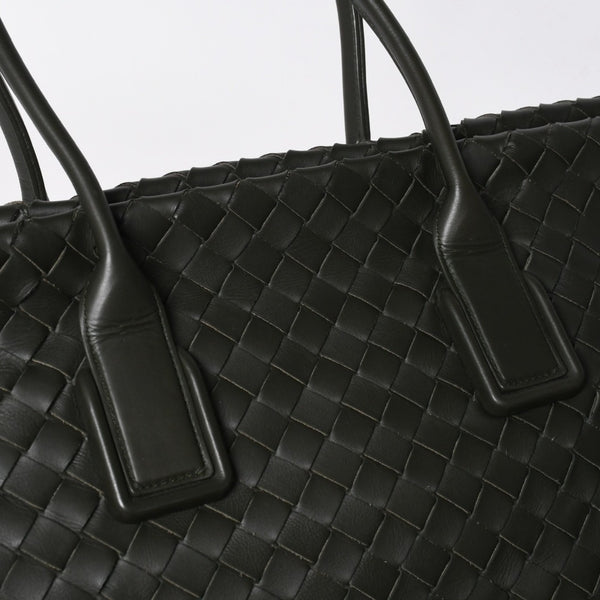 極美品 BOTTEGA VENETA ボッテガヴェネタ マキシ イントレチャート ハンドバッグ カーキ ダークグリーン P01824022C 中古 4a009349