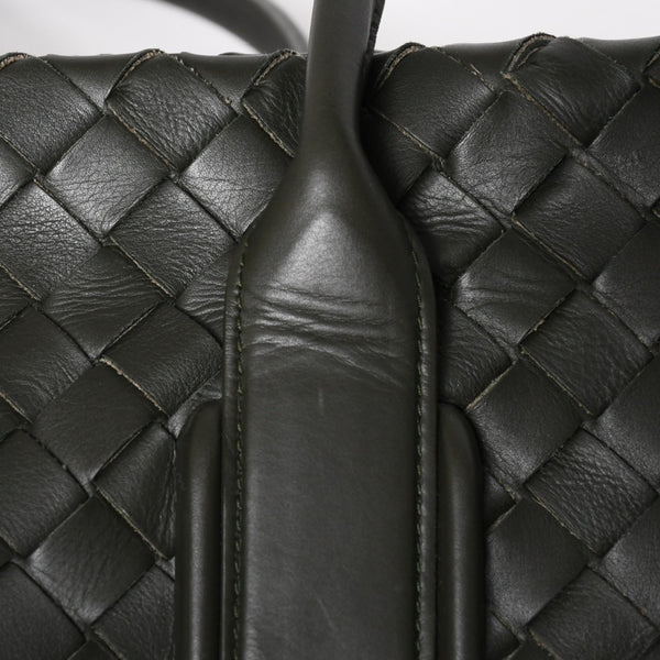 極美品 BOTTEGA VENETA ボッテガヴェネタ マキシ イントレチャート ハンドバッグ カーキ ダークグリーン P01824022C 中古 4a009349